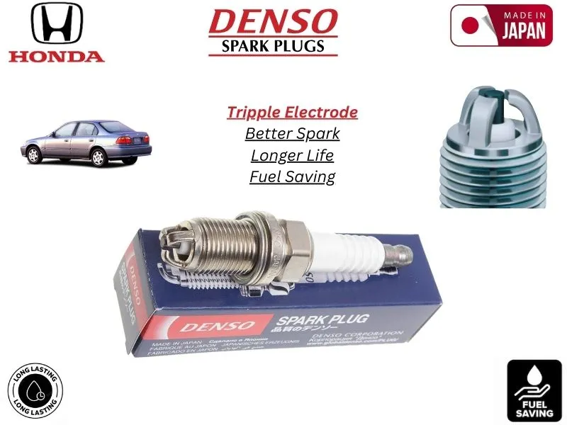 Honda Civic 1999-2001 Denso Spark Plug | 4 Pcs | Made in Japan | Tripple Electrode Image-1