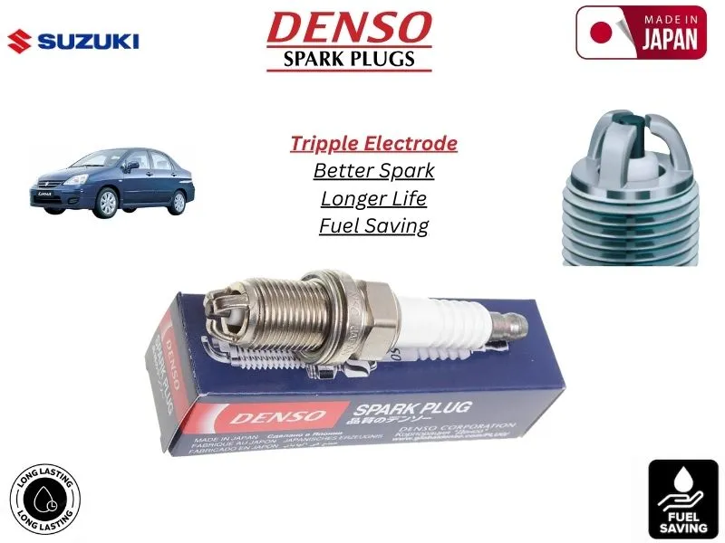 Suzuki Liana 1600cc 2006-2014 Denso Spark Plug | 4 Pcs | Made in Japan | Tripple Electrode Image-1