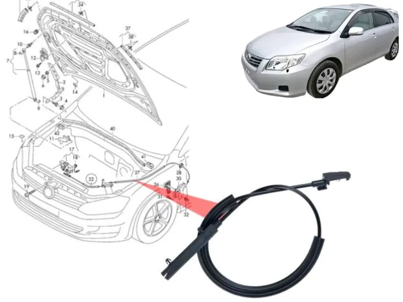 Toyota Corolla Axio 2006-2012 Bonet Opener Cable 