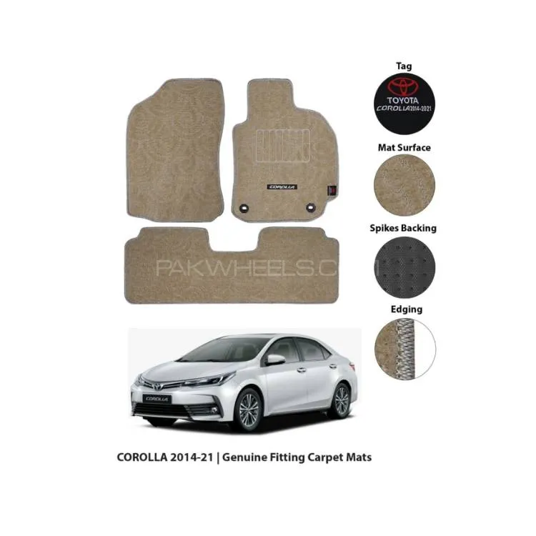 Toyota Corolla 2018-2024 Luxury Carpet Floor Mat - Beige - Oem Fitting - 3 Pcs Image-1