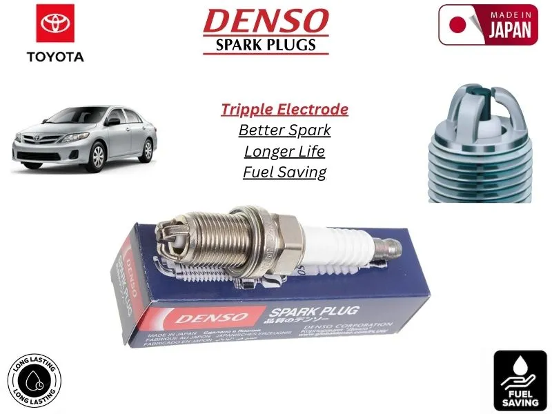 Toyota Corolla Gli 2008-2014 Spark Plugs Denso 4 Pieces - Made in Japan Tripple Electode Image-1