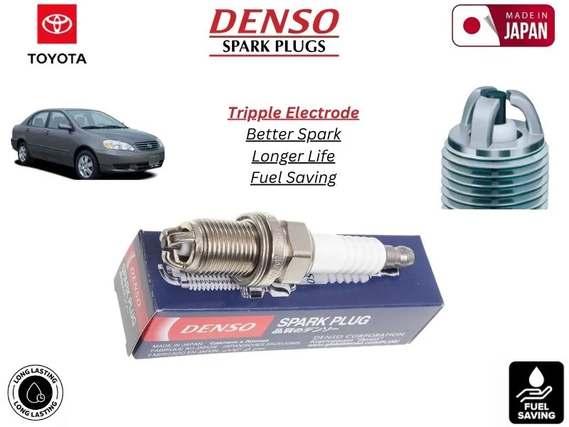Toyota Corolla Xli 2002-2008 Denso Spark Plug | 4 Pcs | Made in Japan | Tripple Electrode