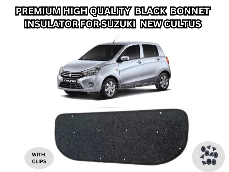 Premium High Quality Black Bonnet Insulator with Clips for Suzuki New Cultus Image-1