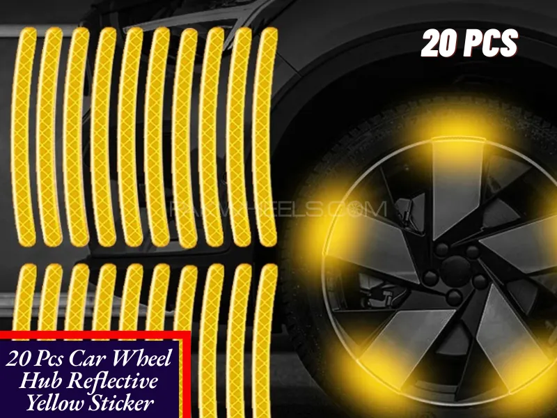 20pcs Car Wheel Hub Reflective yellow Sticker Tire Rim Reflective Strips Luminous for Night Driving Image-1