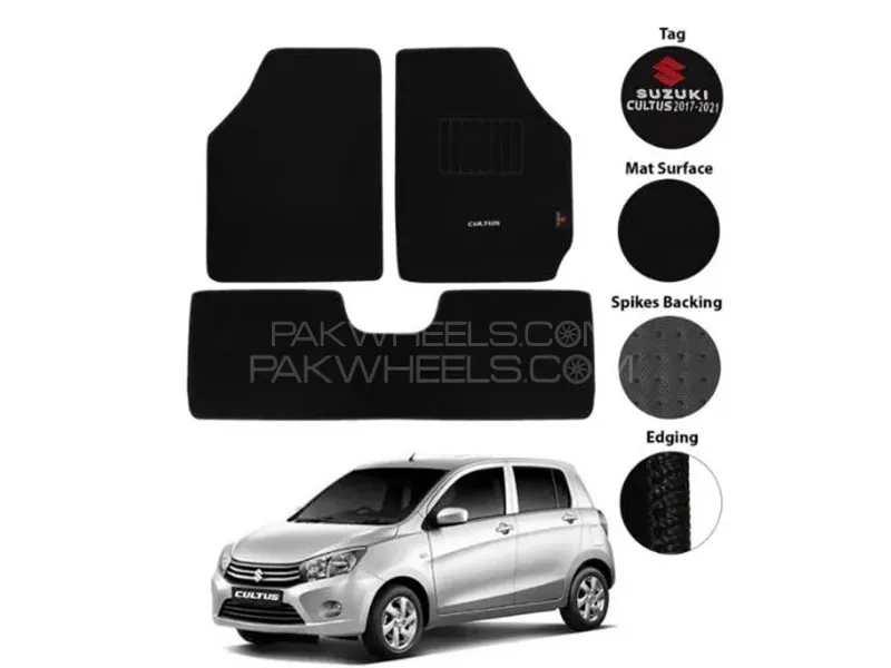 Suzuki Cultus 2017-2024 Carpet Floor Mat - Black - OEM Fitting - 3 Pcs Image-1