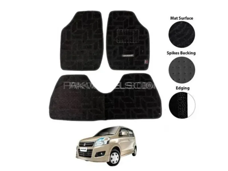 Suzuki Wagon R 2014-2024 Carpet Floor Mat - Black - OEM Fitting - 3 Pcs Image-1
