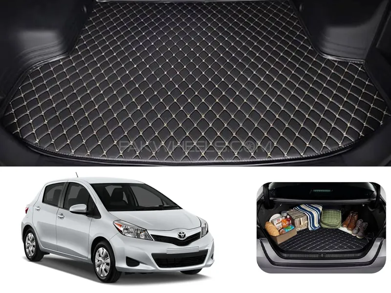 Toyota Vitz 7D Custom Car Trunk Mat - Model 2010-2014 Image-1