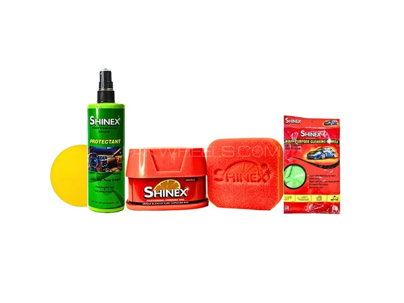 Shinex Car Care Bundle |Carnauba Wax 200G, Professional Grade Protectant, Applicator And Microfiber Image-1