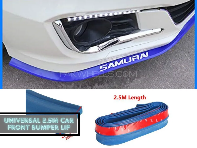 2.5M Car Bumper Lip Blue Stickers Car Front Bumper Lip Rubber Car Bumper Guards Lip Image-1