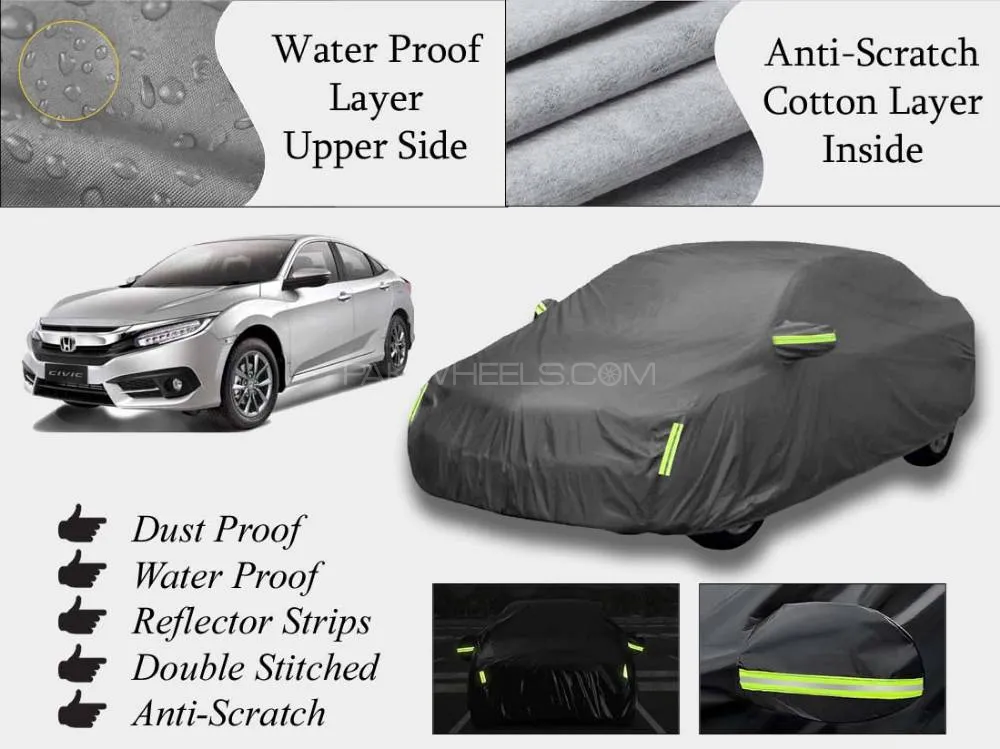 Honda Civic 2016 - 2022 Top Cover | Grey | Anti-Scratch | Double Layer | Heat Proof | Water Proof Image-1