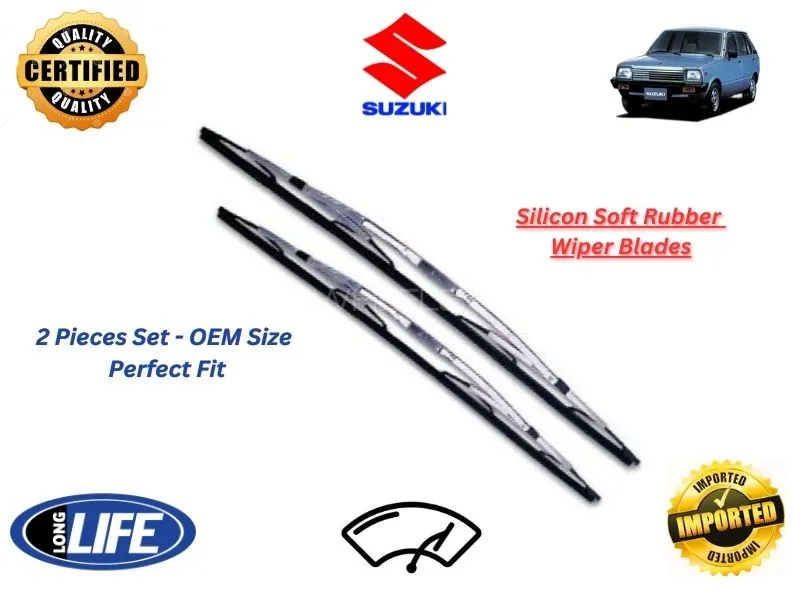 Suzuki FX 1980-1988 Silicone Soft Rubber Wiper Blades - 2 Pieces Set Image-1