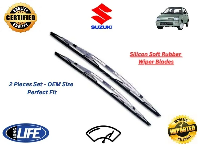 Suzuki Mehran 1988-2012 Silicone Soft Rubber Wiper Blades - 2 Pieces Set  Image-1