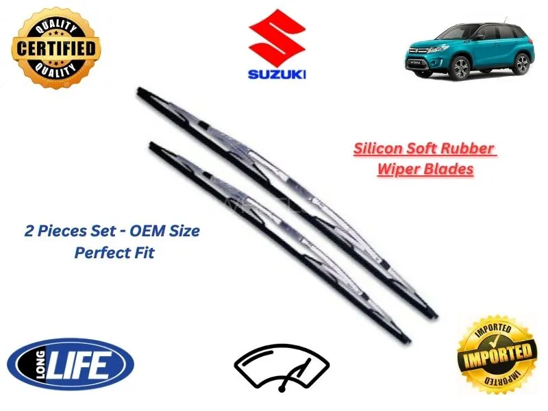 Suzuki Vitara 2015-2024 Silicone Soft Rubber Wiper Blades - 2 Pieces Set Image-1