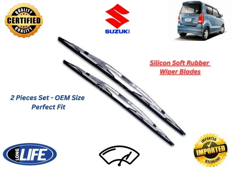 Suzuki Wagon R 2017-2024 Silicone Soft Rubber Wiper Blades - 2 Pieces Set Image-1