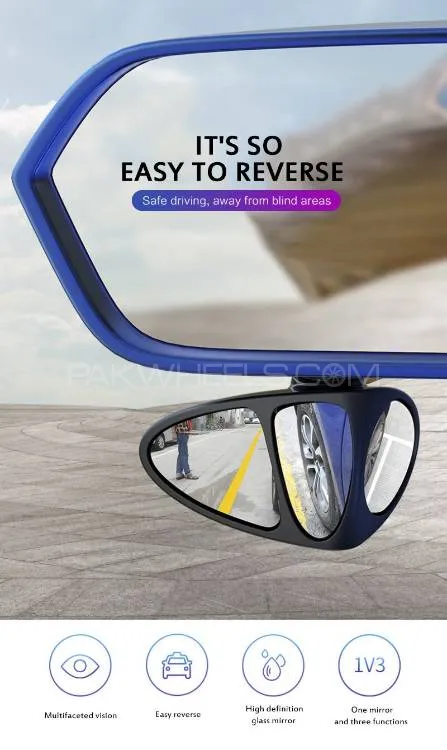 Adjustable 3 in 1 Car Blind Spot Wide Angle View Right Mirror [Left Side] Image-1