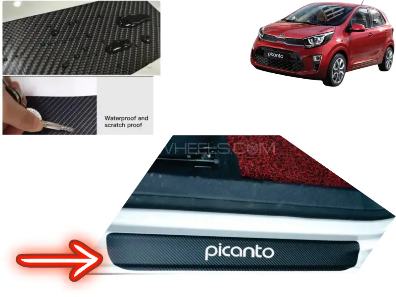 Kia Picanto 2019-2025 Carbon Fiber Door Protector Sticker - 4 Pcs Image-1