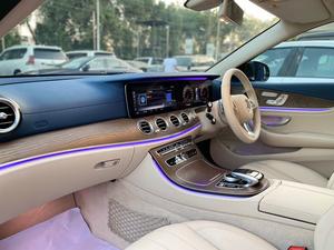 Mercedes E200 Exclusive 
Model: 2018
Mileage: 5,500 Km
Reg: 2018 Khi

*Blue dashboard  
*Panoramic glass sunroof
*Ambient lighting 
*Digital instrument cluster
*Customised steering wheel on order from Shahnawaz 
*Shahnawaz import and maintained

Calling and Visiting Hours. 

Monday to Saturday

11:00 AM to 7:00 PM