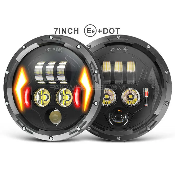 7 Inch Jeep Round Led Headlight Thunder Style With Spark DRL 2 Pcs Set Image-1
