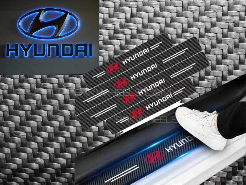 Car Door Carbon Fiber Anti Stepping Protection Stickers Sports 4Pcs Image-1