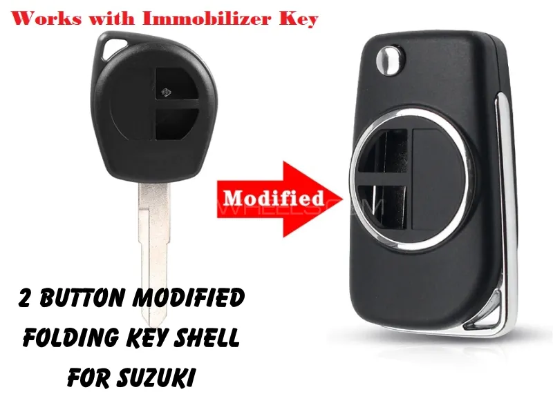 Modified Folding Key Shell For SUZUKI Swift, Alto, Wagnor, New Cultus 2 Button Image-1