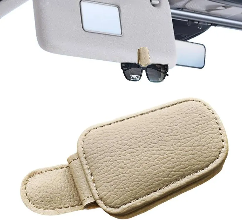Universal Car Magnetic Sunglass Holder Magnetic Soft PU Leather Sunglass Holder Accessories For Car  Image-1