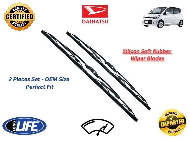 Daihatsu Move 2011-2014 Silicone Soft Rubber Wiper Blades - 2 Pieces Set Image-1