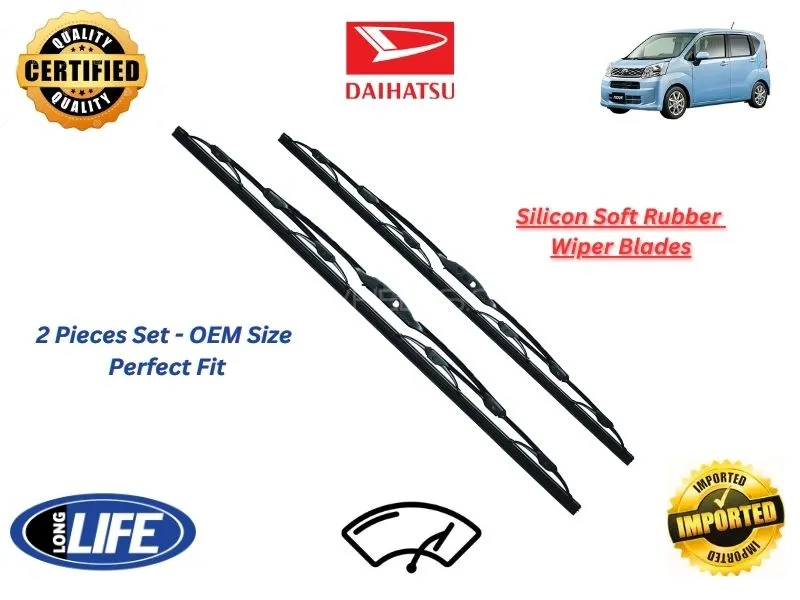 Daihatsu Move 2014-2024 Silicone Soft Rubber Wiper Blades - 2 Pieces Set Image-1