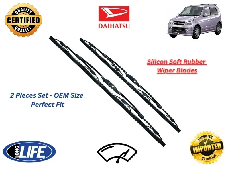 Daihatsu Terios Kid 1998-2010 Silicone Soft Rubber Wiper Blades - 2 Pieces Set Image-1