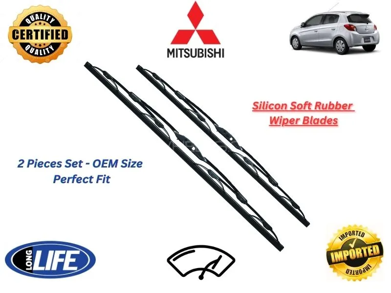 Mitsubishi Mirage 2012-2024 Silicone Soft Rubber Wiper Blades - 2 Pieces Set Image-1