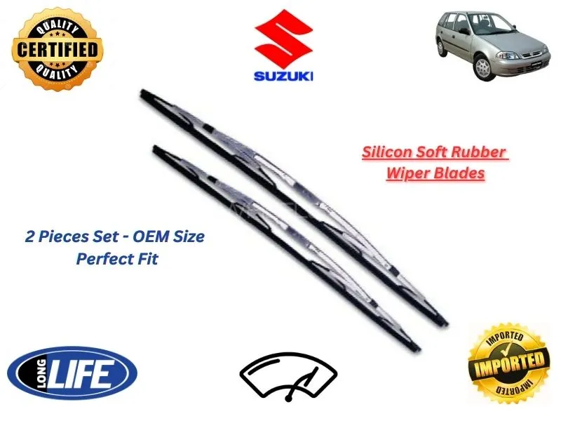 Suzuki Cultus 2007-2017 Silicone Soft Rubber Wiper Blades - 2 Pieces Set  Image-1