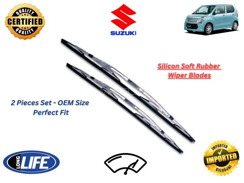 Suzuki Wagon R 2012-2017 Silicone Soft Rubber Wiper Blades - 2 Pieces Set  Image-1