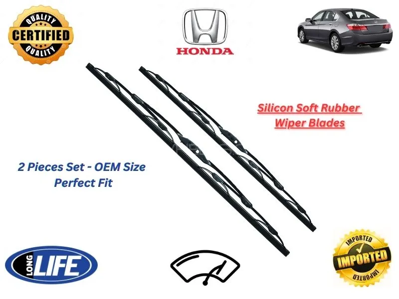 Honda Accord 2013-2019 Silicone Soft Rubber Wiper Blades - 2 Pieces Set Image-1