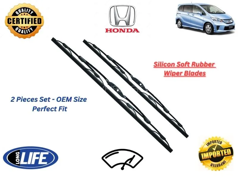 Honda Freed 2011-2015 Silicone Soft Rubber Wiper Blades - 2 Pieces Set Image-1