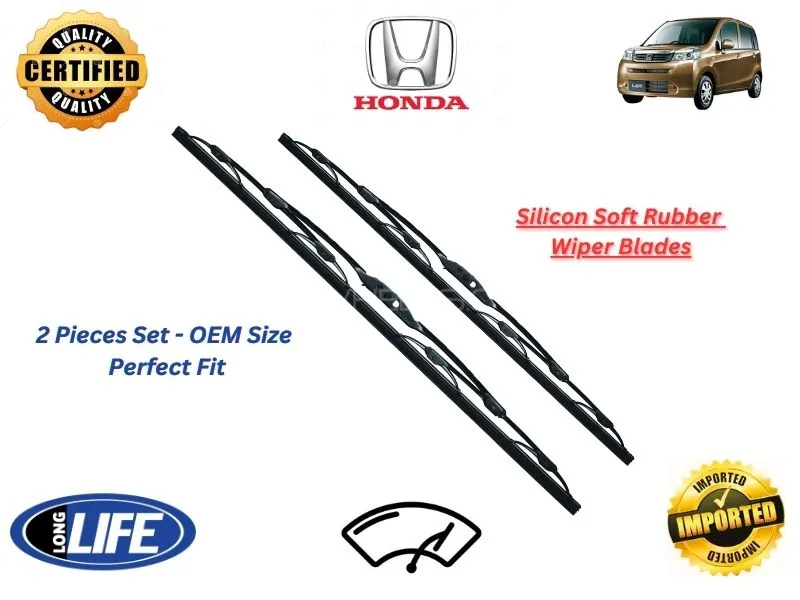 Honda Life Silicone Soft Rubber Wiper Blades - 2 Pieces Set Image-1