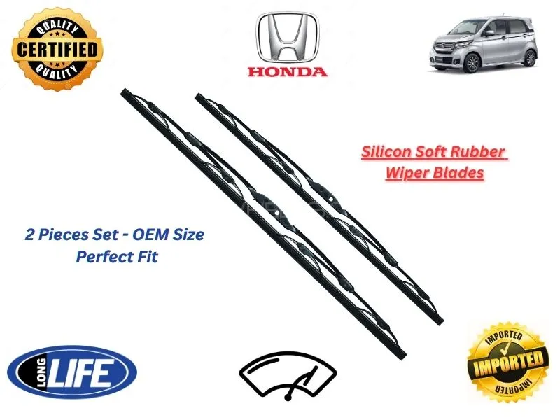 Honda N Wgn 2013-2019 Silicone Soft Rubber Wiper Blades - 2 Pieces Set Image-1