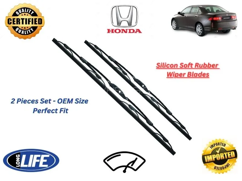 Honda Accord CL7 Silicone Soft Rubber Wiper Blades - 2 Pieces Set Image-1