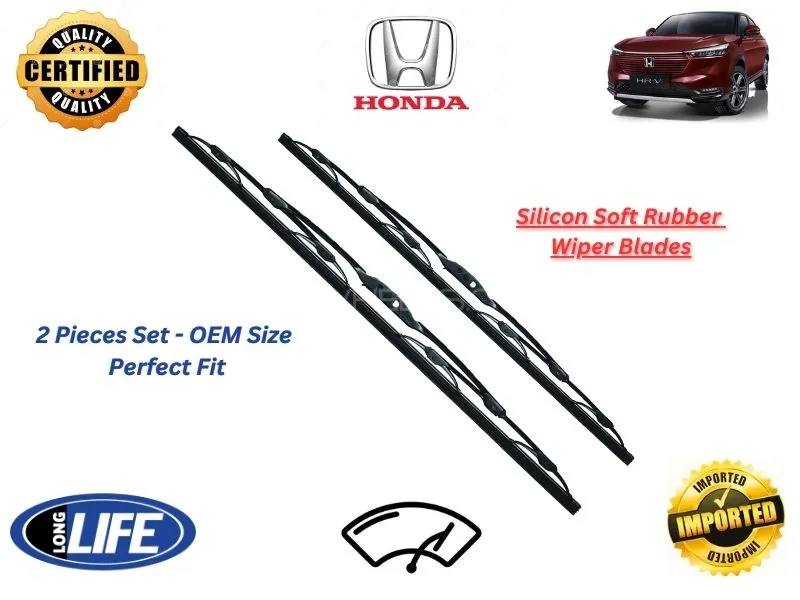 Honda HRV 2022-2024 Silicone Soft Rubber Wiper Blades - 2 Pieces Set Image-1