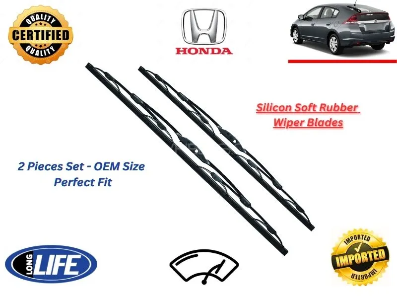 Honda Insight 2009-2014 Silicone Soft Rubber Wiper Blades - 2 Pieces Set Image-1
