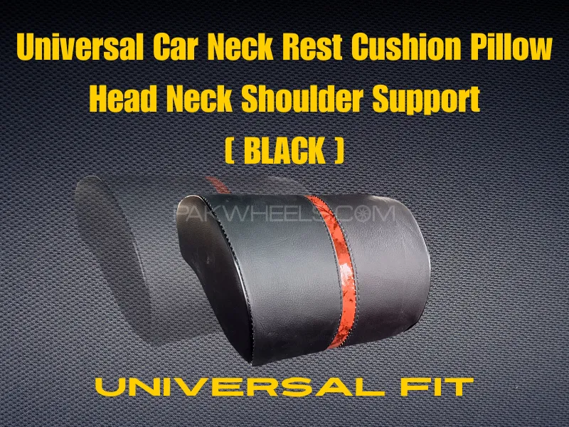 Universal Car Neck Rest Cushion Pillow | Head Neck Shoulder Support [ BLACK ] Image-1