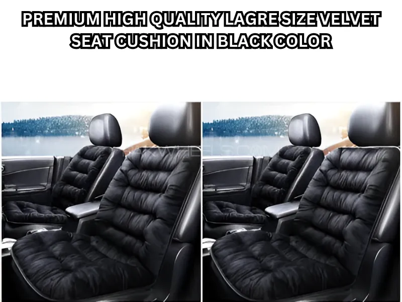  Premium High-Quality Velvet Seat Cushion Large Size in Black Color (Pack of 5) Image-1