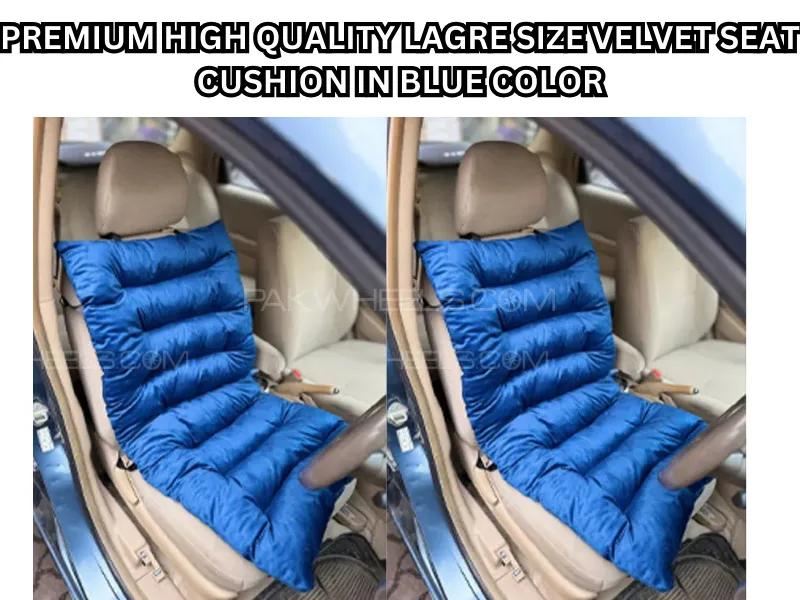Premium High-Quality Velvet Seat Cushion Large Size in Blue Color (Pack of 4) Image-1