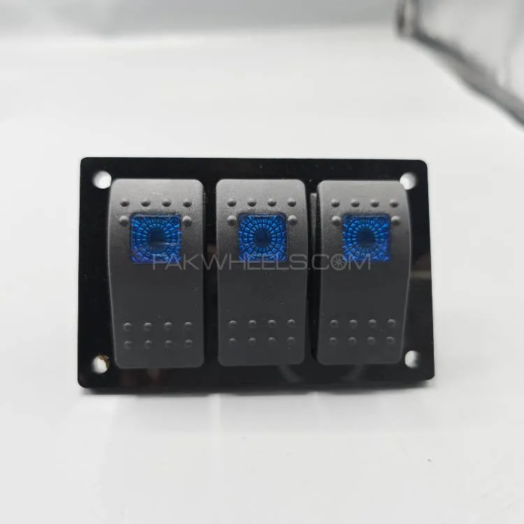 Universal 4-inch Switch Panel 3pcs Rocker Switches 1 Pc (Blue) Image-1