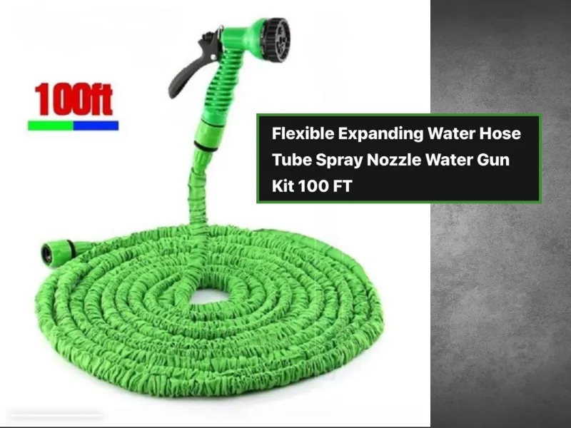Flexible Expanding Water Hose Tube Spray Nozzle Water Gun Kit 100 FT Image-1