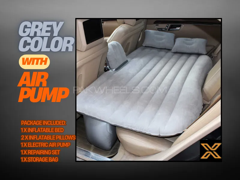 Universal Car New Car Inflatable Travel Mattress Bed Back Seat Multifunctional Sofa Cushion -Gray Image-1