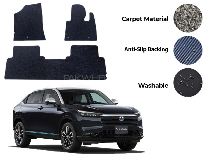 Honda Vezel Fitting Carpet Floor Mat 3PCS - Model 2021-2024 Image-1