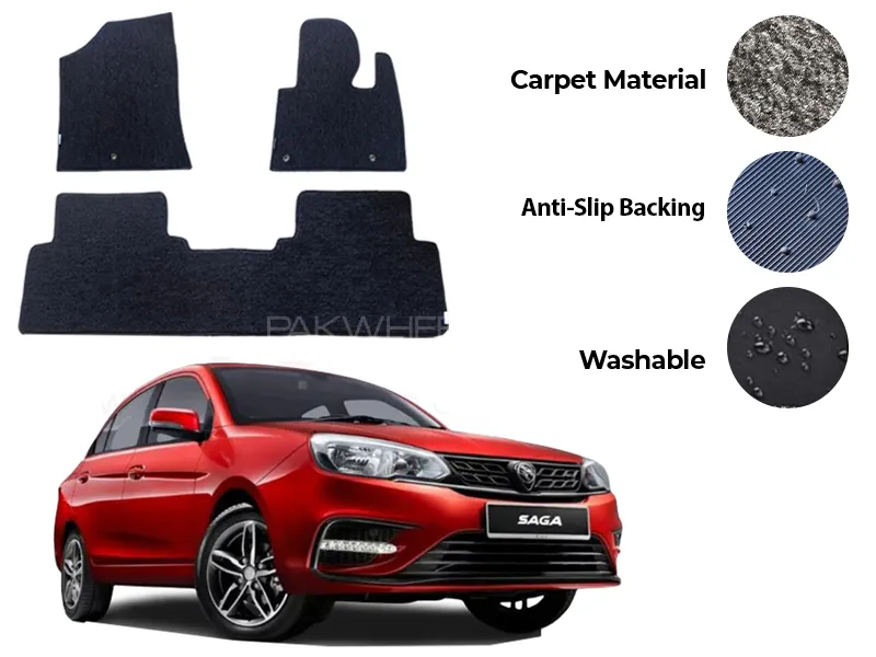 Proton Saga Fitting Carpet Floor Mat 3PCS - Model 2021-2024 Image-1
