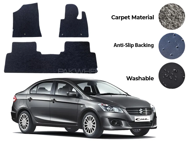 Suzuki Ciaz Genuine Fitting Carpet Floor Mat 3PCS - Model 2017-2020 Image-1