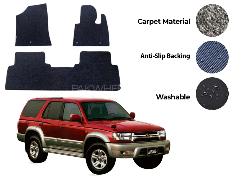 Toyota Hilux Surf Genuine Fitting Carpet Floor Mat 3PCS - Model 1995-2002 Image-1