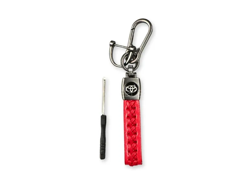 Toyota Logo Premium Leather Key Chain Red Image-1