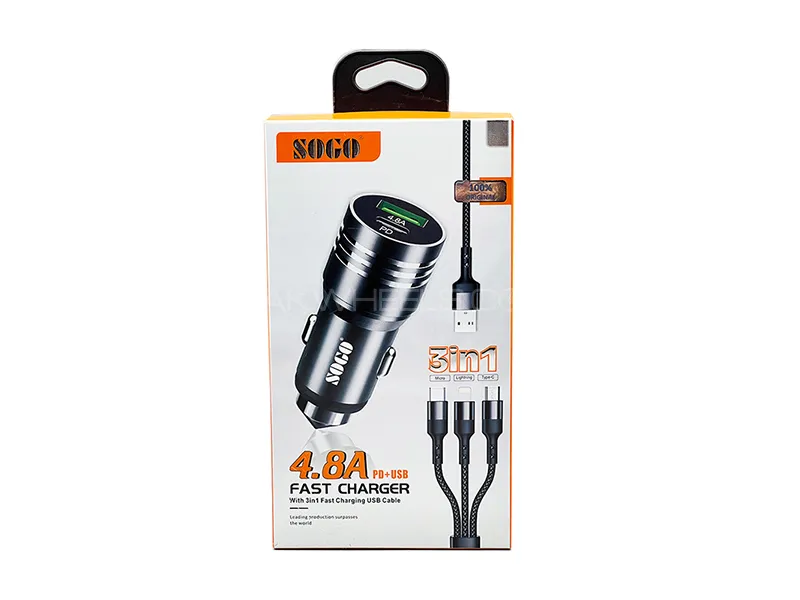 Sogo Fast Car Charger 3 in 1 - Fast Charging - Multi Colour  Sogo Fast Car Charger 3 in 1 - Fast Charging - Multi Colour Image-3